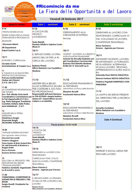 Programma 24 febbraio 2017 Ri-comincio da me Speciale Scuole