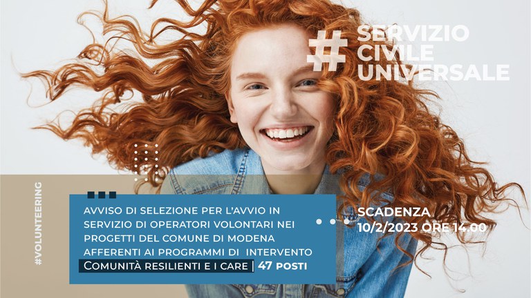 SCADENZA PROROGATA - Bando per la selezione di 47 operatori volontari per il Servizio Civile 2022. SCADENZA PROROGATA - Bando per la selezione di 47 operatori volontari per il Servizio Civile 2022.